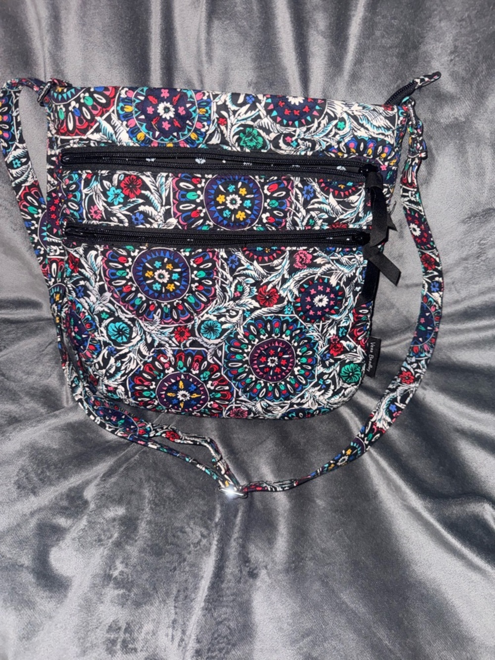 Vera Bradley Black Multi Floral Medallion Crossbody